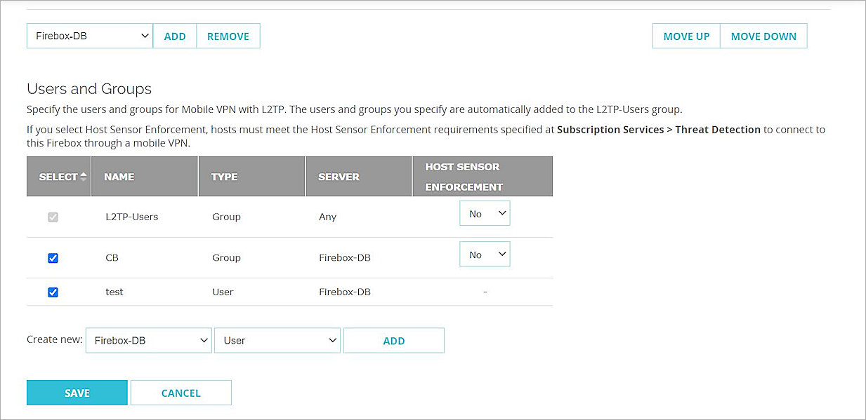 Screen shot of the Authentication tab
